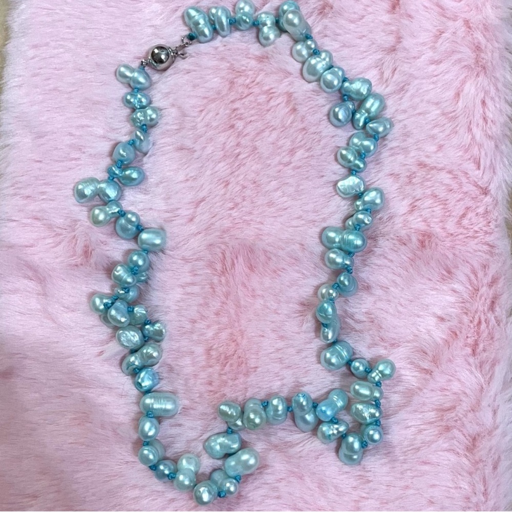 Elegant Baroque Blue Gray South Sea Pearl Necklace 18”